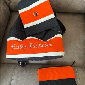 Harley-Davidson Quilted Bag Set in Black and Orange